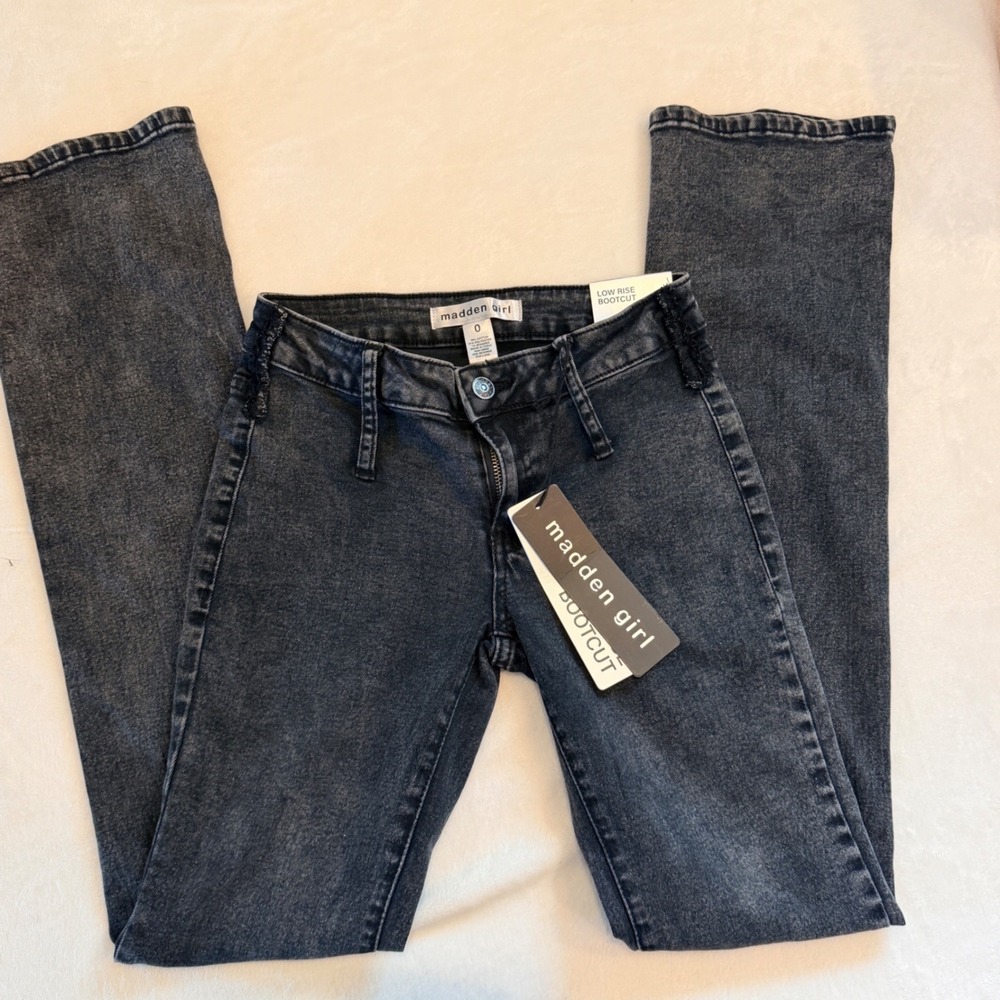 Madden Girl Kids Low Rise Bootcut Jeans Dark Acid Wash PB118E-TT5K Size 0 NWT